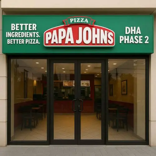 Papa John’s Pizza in DHA Phase 2, featured on SouthIslamabadEats, offering high-quality pizzas with better ingredients.