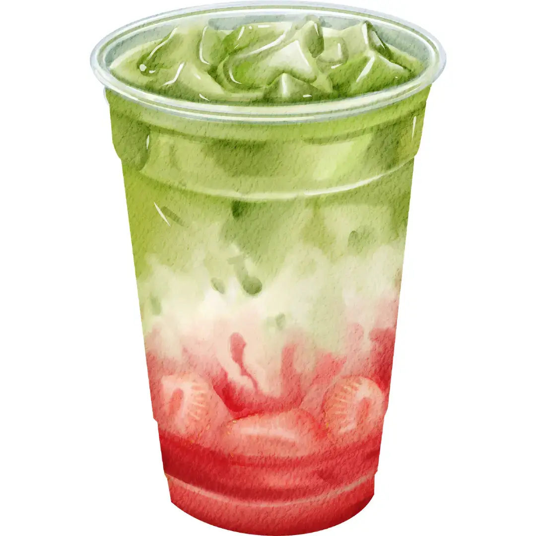 A mason jar of peach iced tea filled with ice cubes, garnished with a fresh slice of peach on the rim and fresh basil leaves on top.