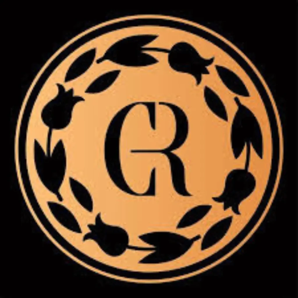 Casa Rica Menu logo, a stylish emblem featuring the letters "CR" encircled by a floral design, representing Casa Rica Restaurant, as featured on SouthIslamabadEats.