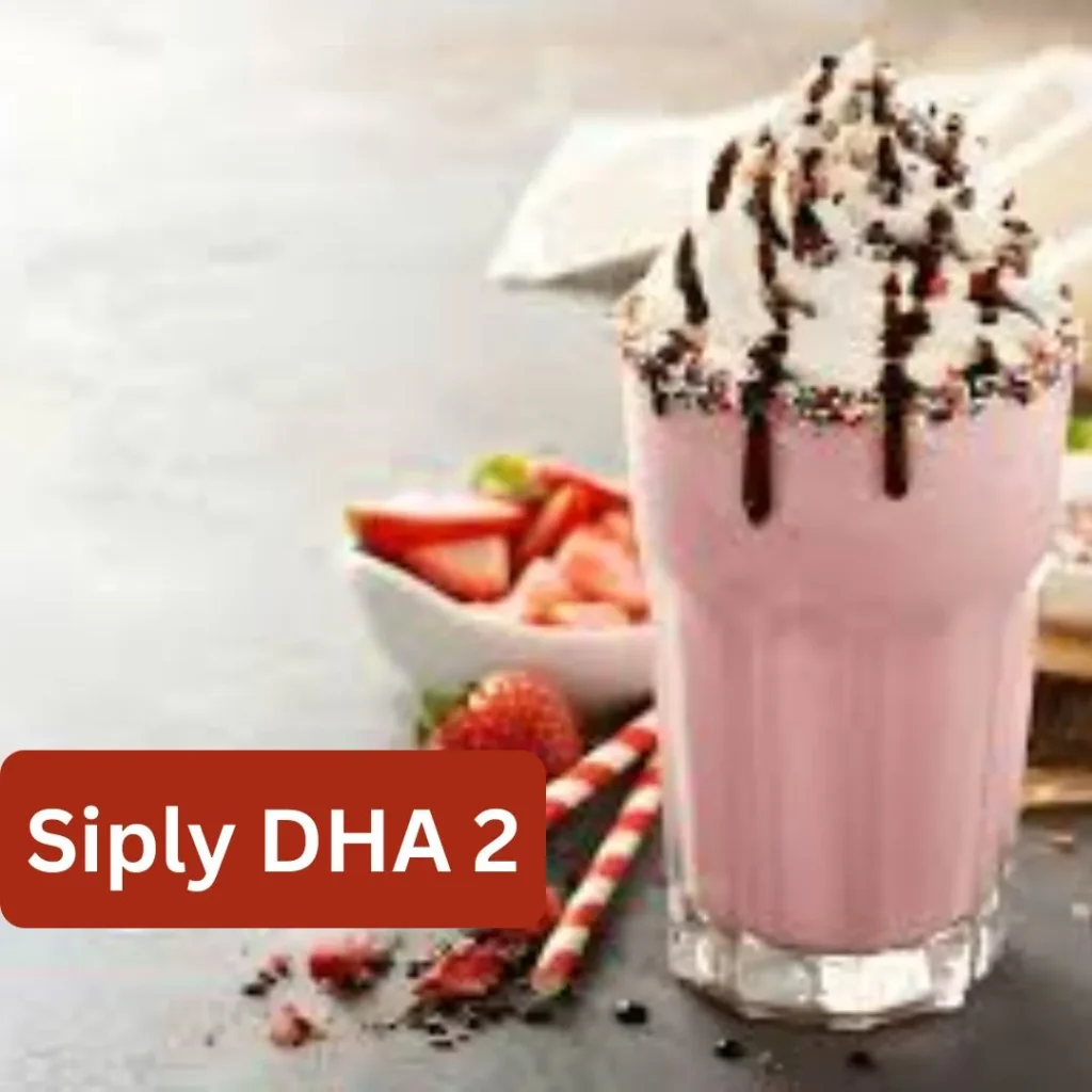 Strawberry milkshake topped with whipped cream and chocolate drizzle from Siply menu DHA 2