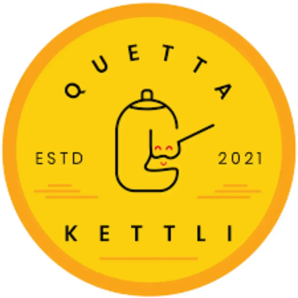 Quetta Kettli logo featuring a unique, playful design with the year 'ESTD 2021.' The logo represents a vibrant food destination in South Islamabad, offering delicious dishes and snacks. Featured on southislamabadeats.com."