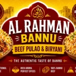 Al Rahman Bannu Beef Pulao and Biryani thumbnail featuring beef rice dishes with bold centered text optimized for mobile viewing