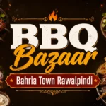 BBQ Bazaar Bahria Town Rawalpindi thumbnail showing a colorful grilled BBQ platter with centered text, featured on South Islamabad Eats.
