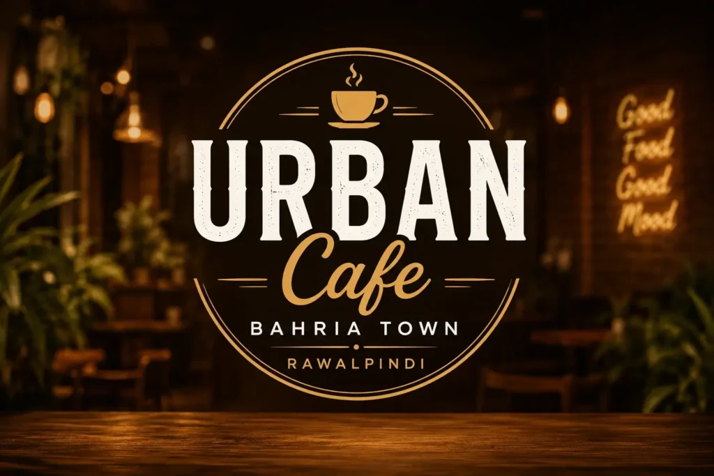 Urban Cafe Bahria Town Rawalpindi thumbnail with a centered cafe logo and cozy illuminated interior.