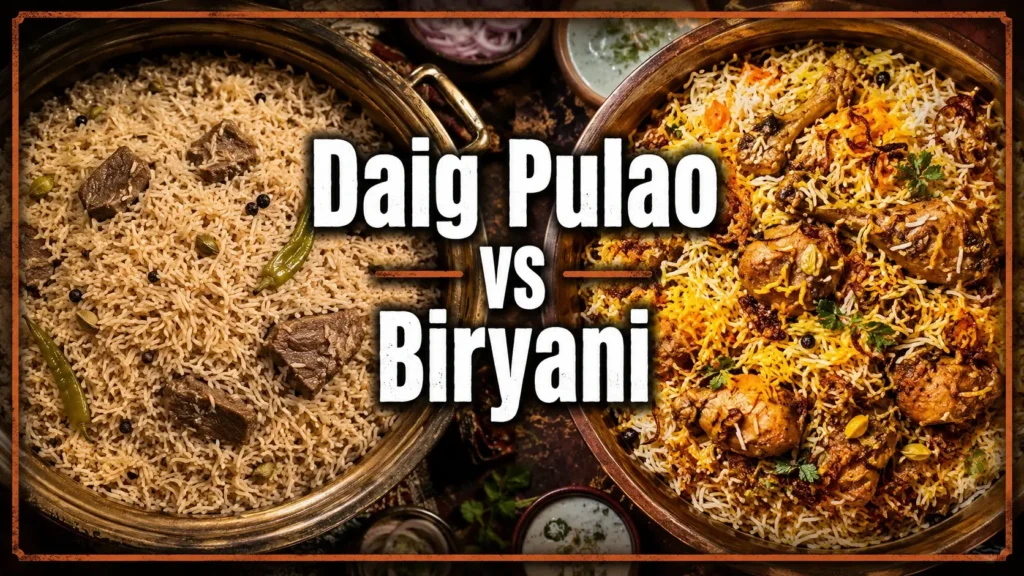 Daig pulao vs biryani - rice dish comparison explained