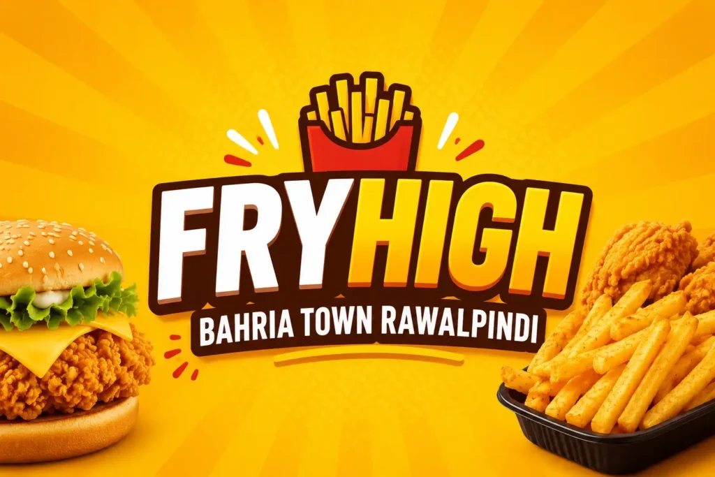 Fryhigh Bahria Town Rawalpindi thumbnail featuring crispy chicken burger, fried chicken and fries