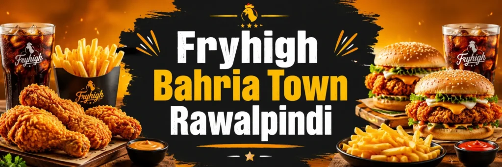 Fryhigh Bahria Town Rawalpindi featuring crispy fried chicken, burgers, fries and drinks