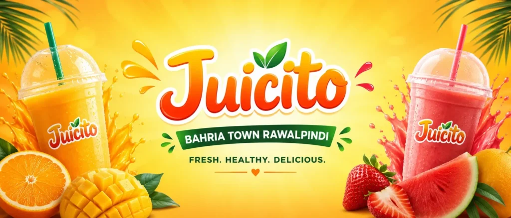 Juicito Bahria Town Rawalpindi fresh fruit juices and smoothies with mango orange strawberry and watermelon