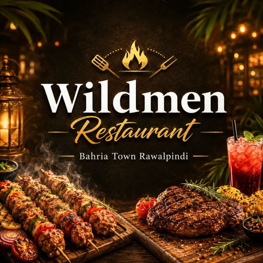 Wildmen Restaurant in Bahria Town Rawalpindi serving grilled steak, BBQ kebabs and delicious food in a premium dining atmosphere.